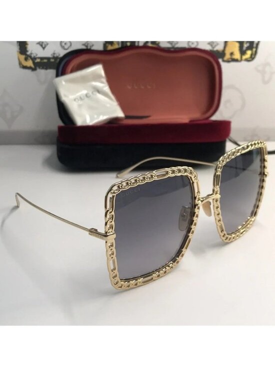 New Authentic Gucci Sunglasses Women\'s GG1033S 002 Gold Necklace Chain 57-21-215 main image 12